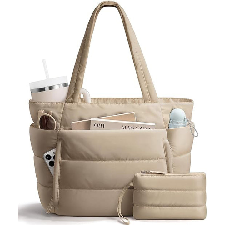 Fashionable everyday tote bag with multiple storage Bowlift