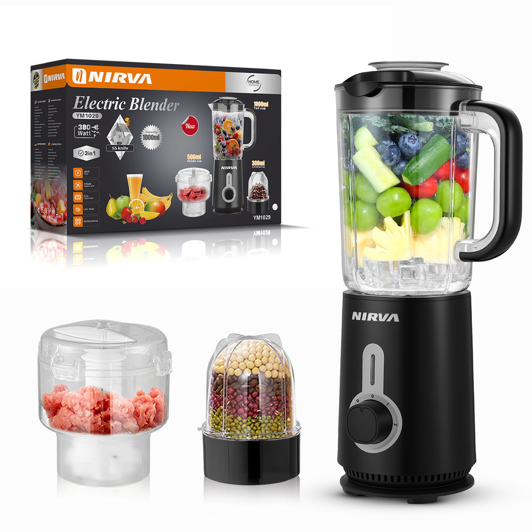 High-Power Multi-Functional Electric Blender with Chopper and Juicing Attachments Bowlift