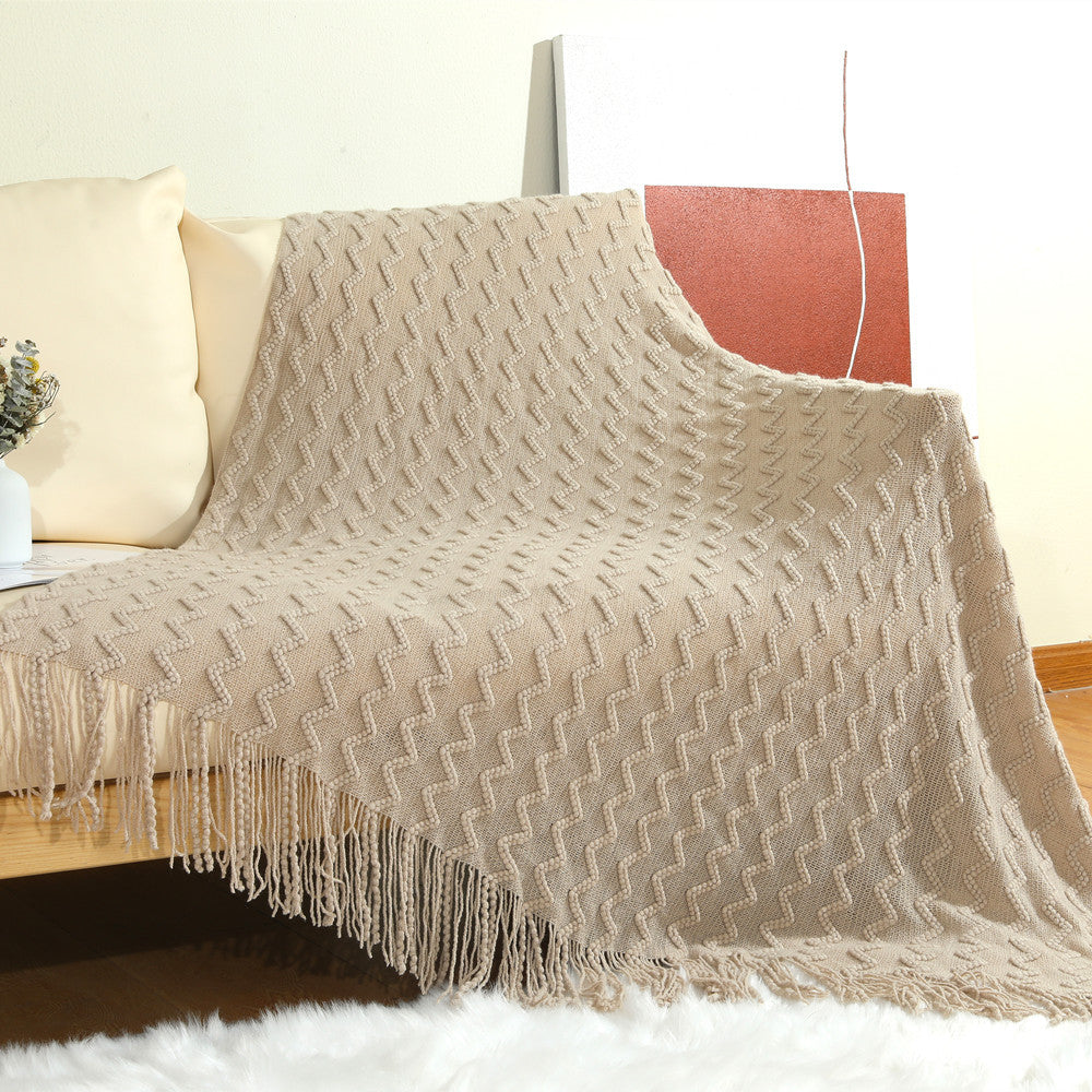 Women’s knitted blanket with textured wave pattern Bowlift