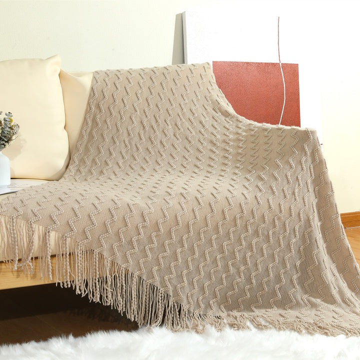 Women’s knitted blanket with textured wave pattern Bowlift