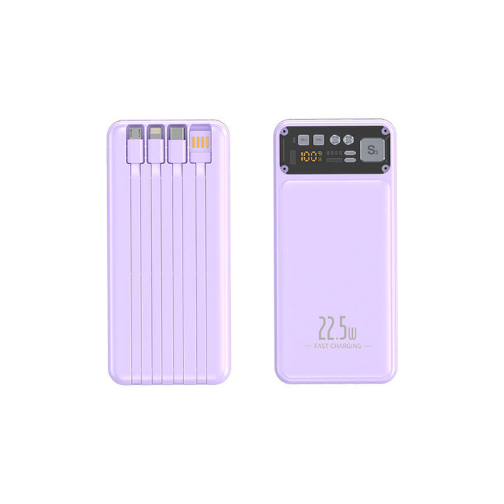Power bank with integrated cable system and digital charging display Bowlift