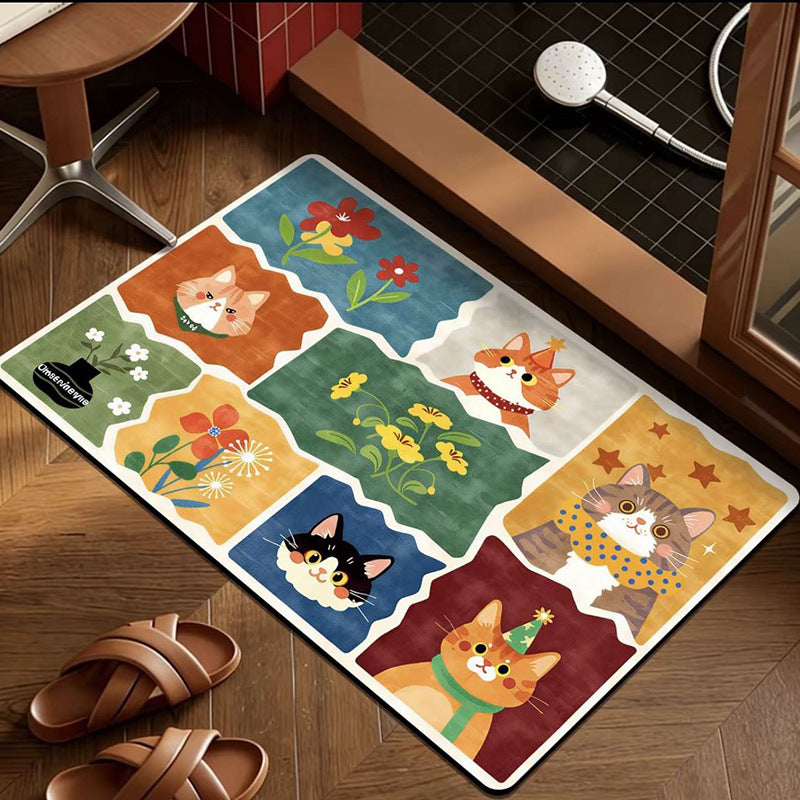 Playful Cat-Themed Indoor Mat