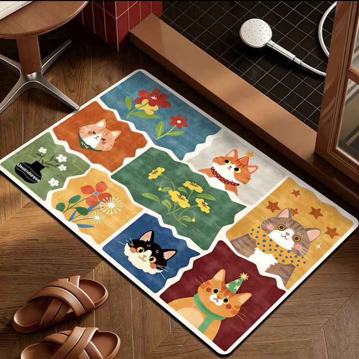 Playful Cat-Themed Indoor Mat