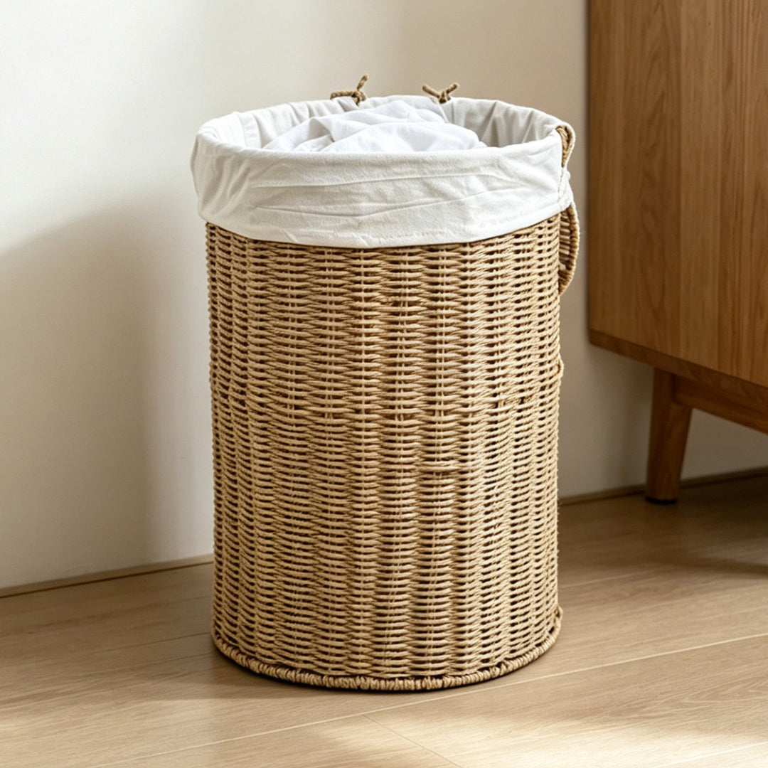 Rustic laundry basket made of woven material Bowlift