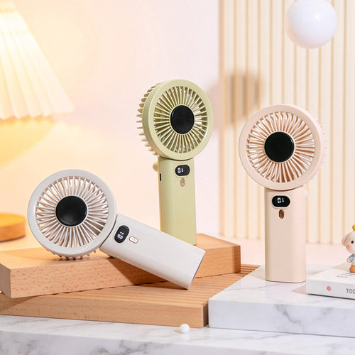 Women Portable Hand Fan with Temperature Regulating Display Bowlift