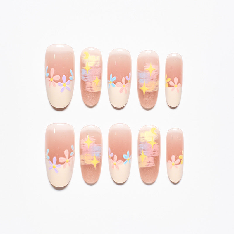Floral Decorative Press-On Nail Set Bowlift