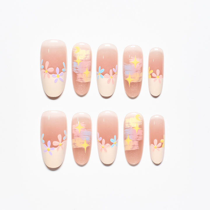 Floral Decorative Press-On Nail Set Bowlift