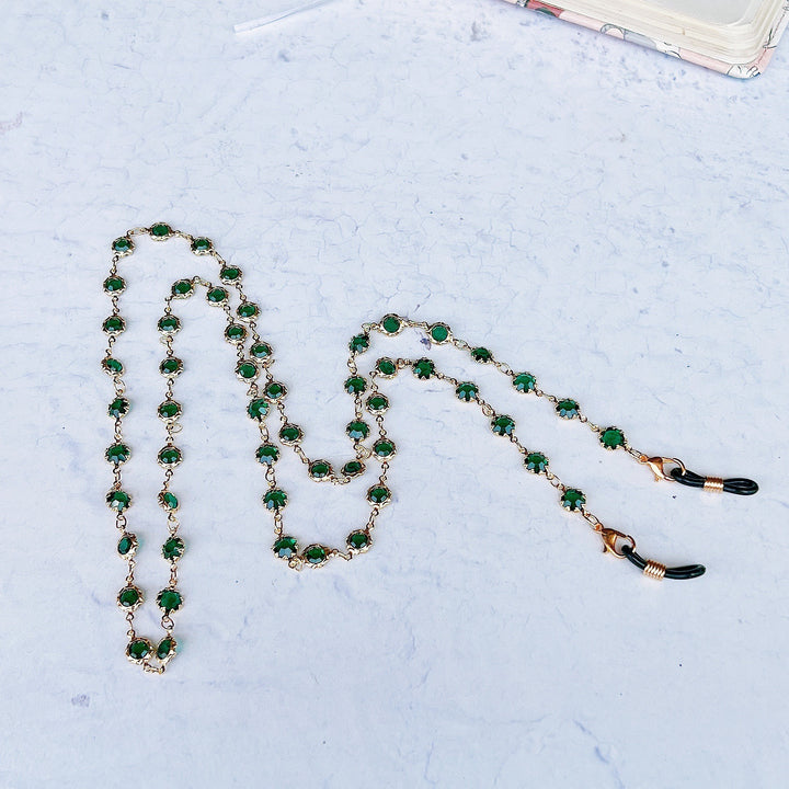 Elegant Black Gemstone Eyewear Chain Bowlift