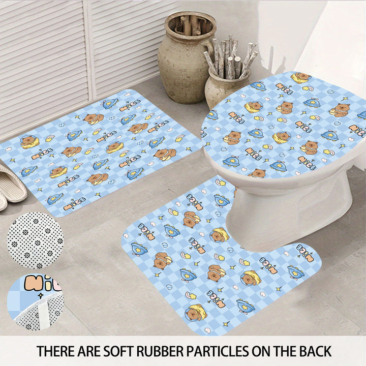 Cute Bear-Themed Four-Piece Bathroom Set Bowlift