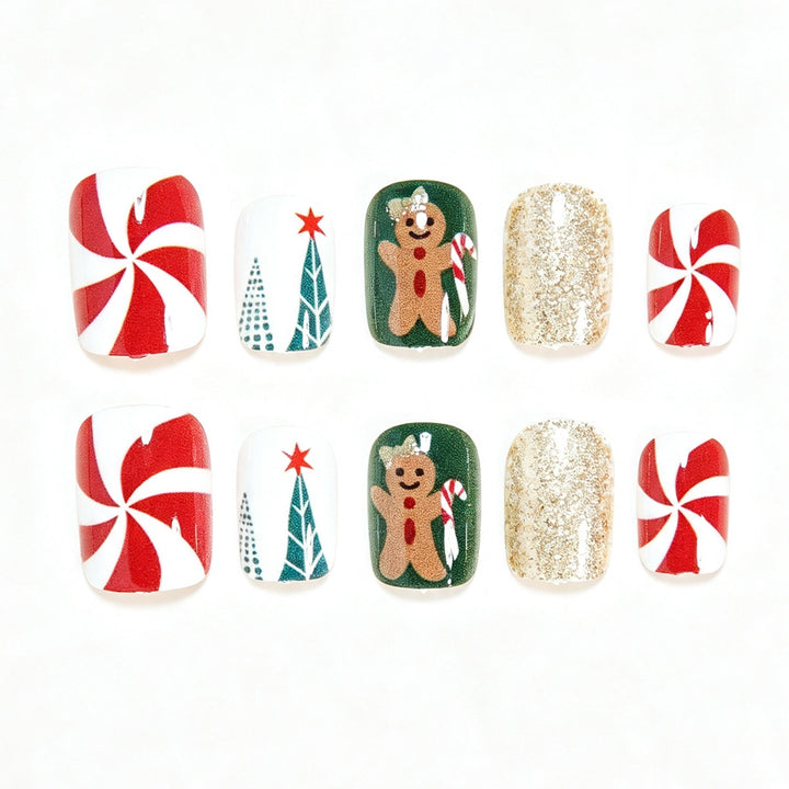 Decorative Holiday-Themed Press-On Nails Bowlift