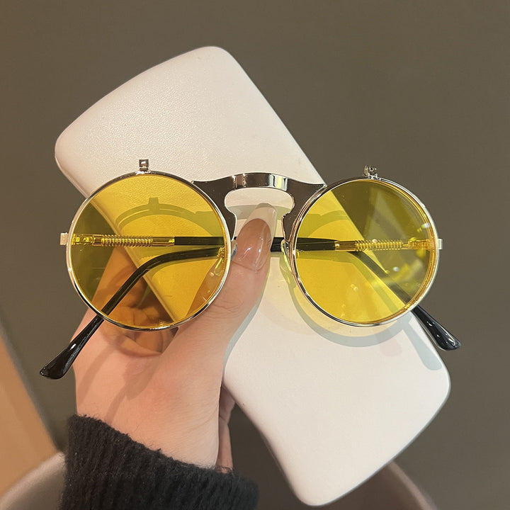 Ladies Round Designer Sunglasses with Innovative Frame Bowlift