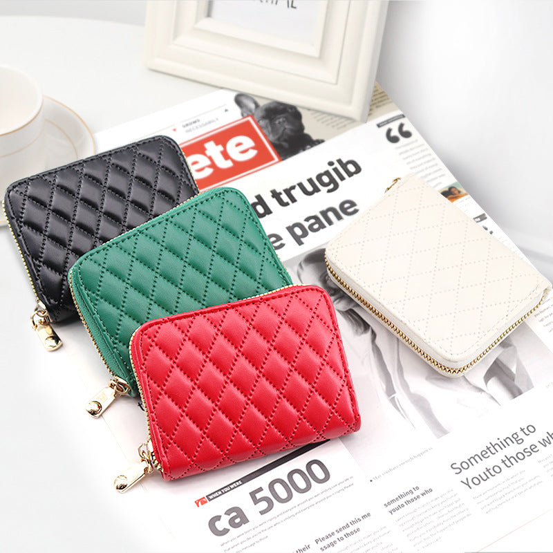 Quilted Compact Zipper Coin Purse