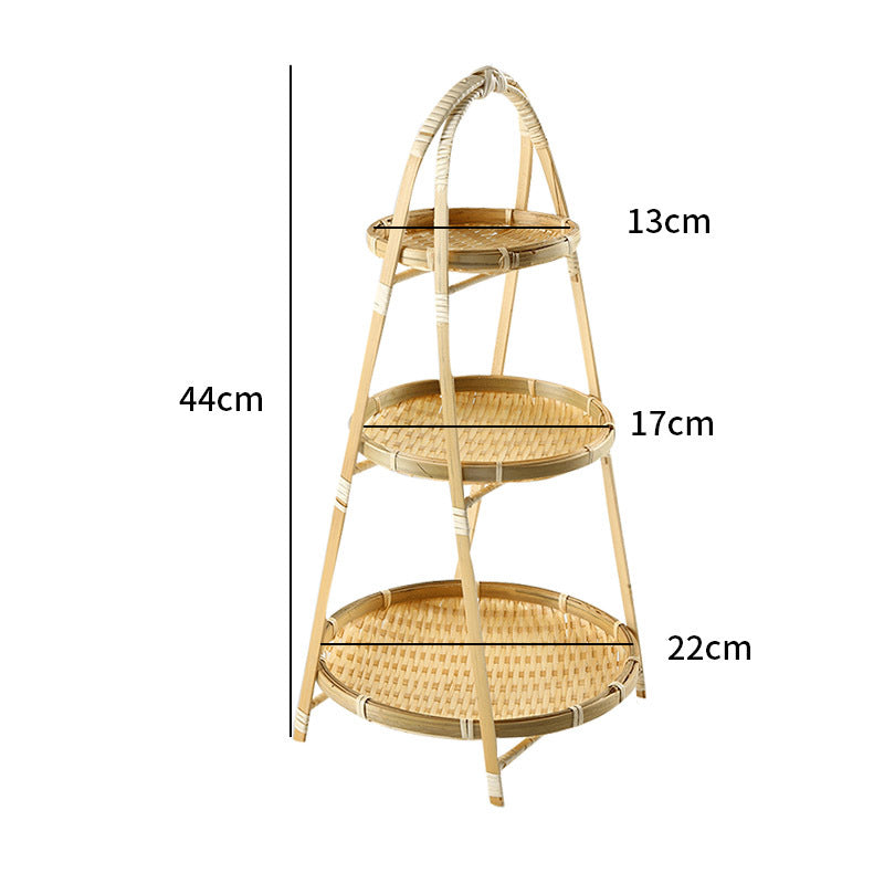 Unisex Three-Tier Serving Stand made of hand-woven natural material Bowlift