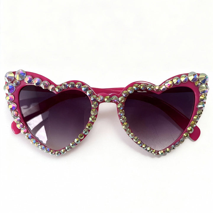 Rhinestone Heart-Shaped Sunglasses Bowlift
