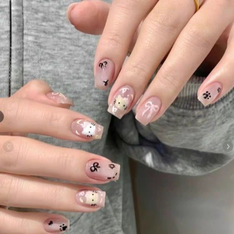Artistic Stiletto Press-On Nails with Silver Accents Bowlift