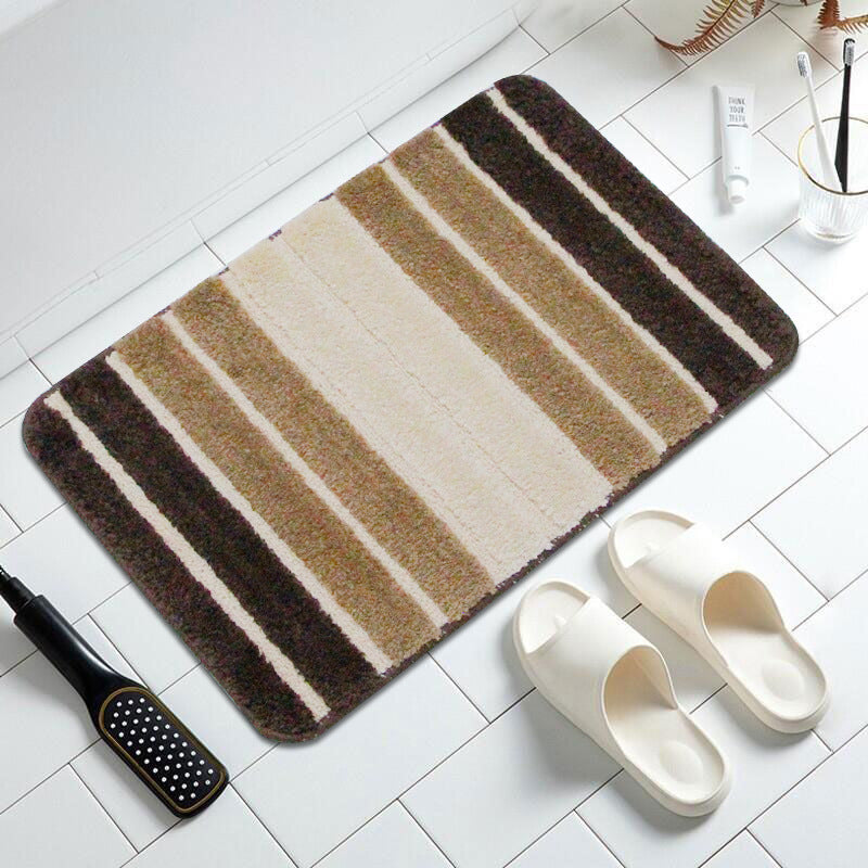 Plush Stripe Bath Mat Bowlift