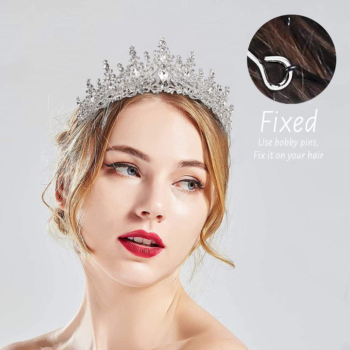 Ladies Rhinestone Tiara with Sparkling Gemstones Bowlift
