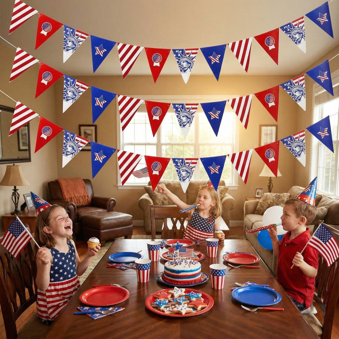 Unisex nan multiple cupcake topper set with patriotic USA motifs made of double-sided printed cardboard and wooden skewers Bowlift