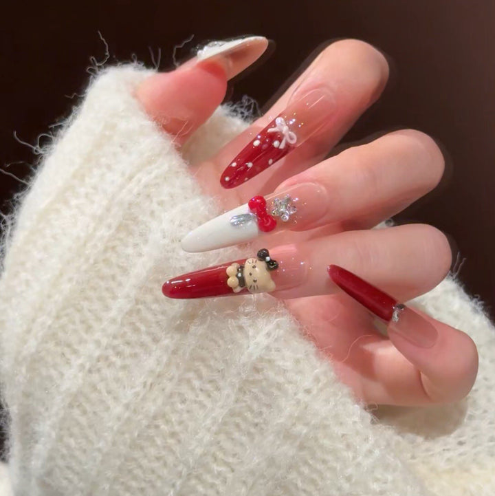 Glamorous Crystal-Studded Stiletto Press-On Nails Bowlift