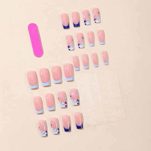 Floral French Tip Acrylic Nail Art Extensions Bowlift
