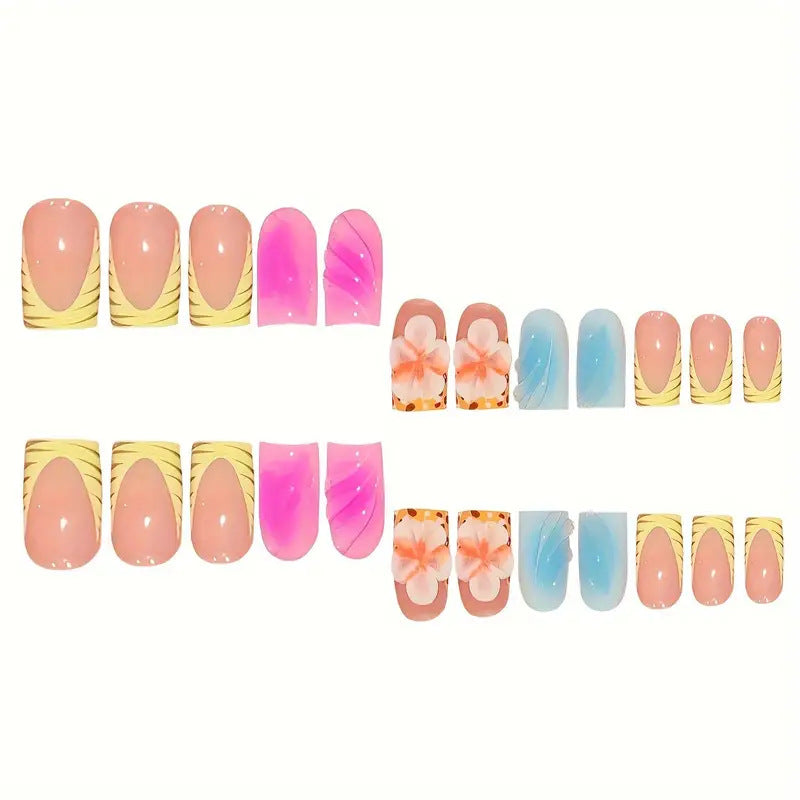 Tropical Floral Acrylic Nail Art Set Bowlift