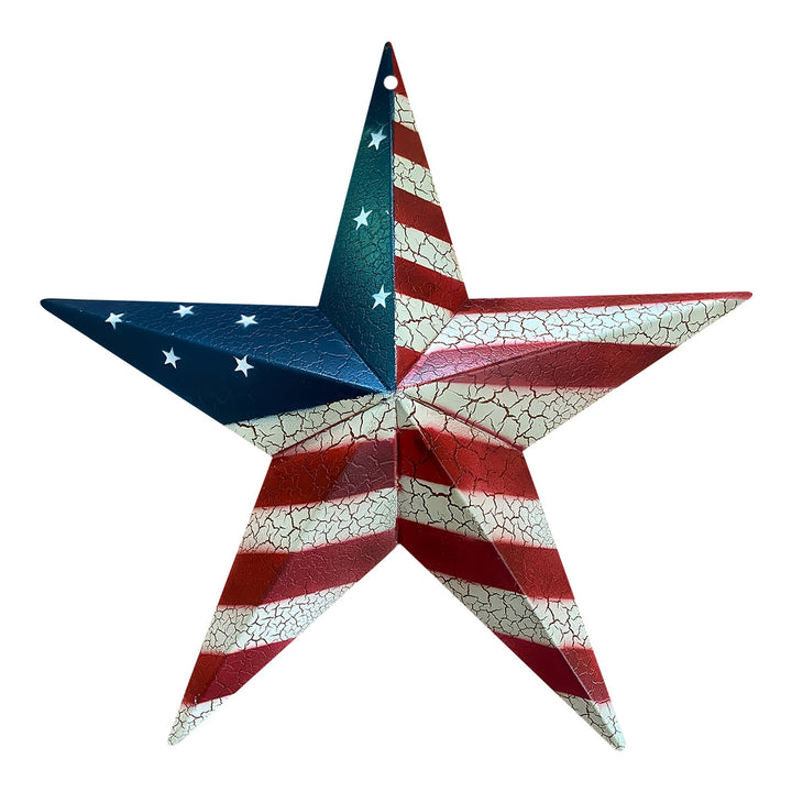 Unisex 3D metal wall star with vintage crack effect and hanging hole Bowlift
