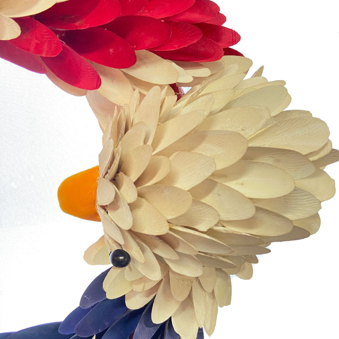 Unisex handmade decorative door wreath with eagle head and star appliqués made of wood Bowlift