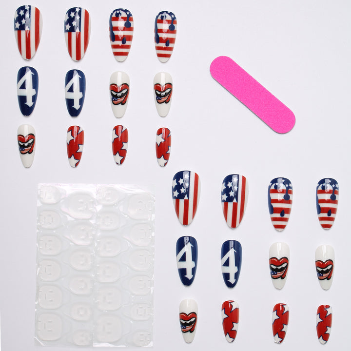 Artificial nails with creative patriotic design Bowlift