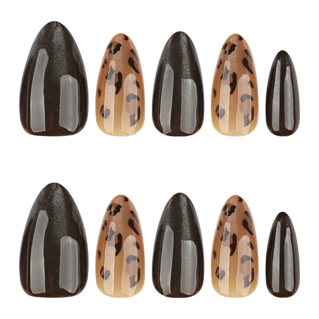 Artful nail extensions with unique leopard pattern and shine Bowlift