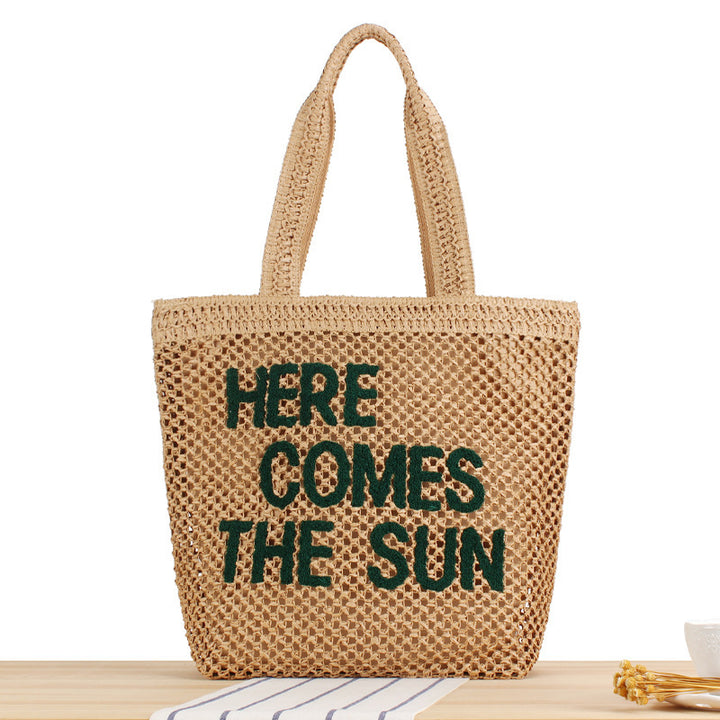 Hand-knotted basket bag with colorful lettering Bowlift