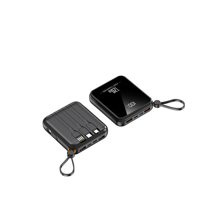 Portable power bank with integrated charging cable and LED display Bowlift