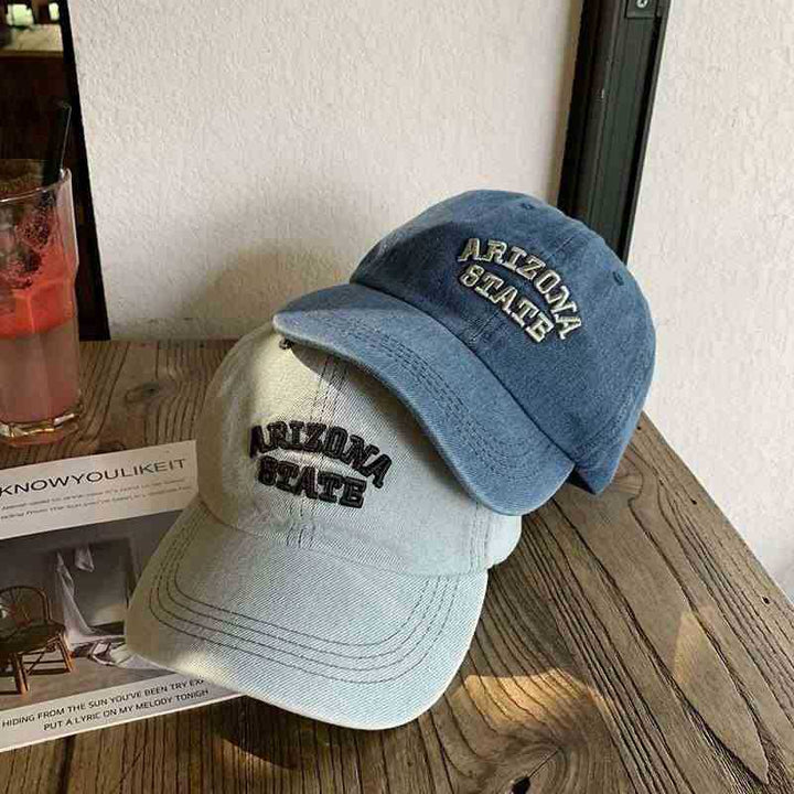 Unisex Vintage-Inspired Embroidered Denim Cap Bowlift