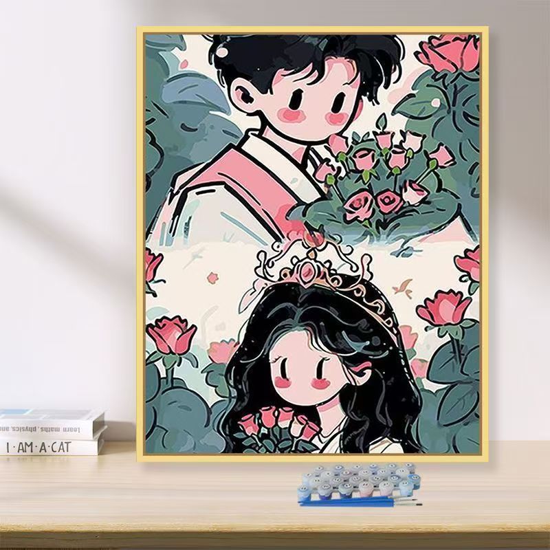 Playful Illustrated Couple Wall Art Bowlift