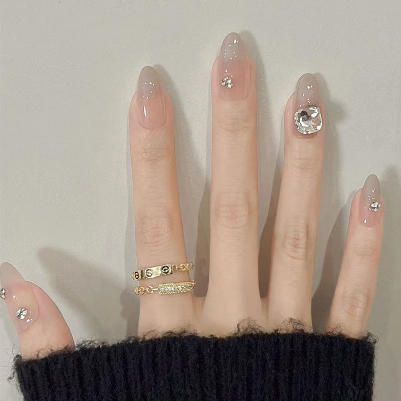 Artisanal Press-On Nail Set with Sparkling Rhinestones Bowlift