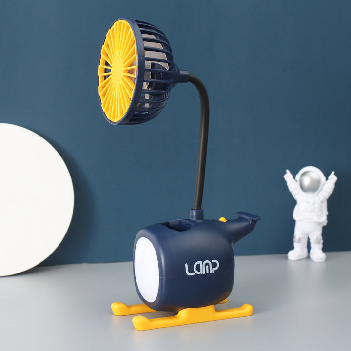 Women's multifunctional table fan with LED lighting and flexible arm Bowlift