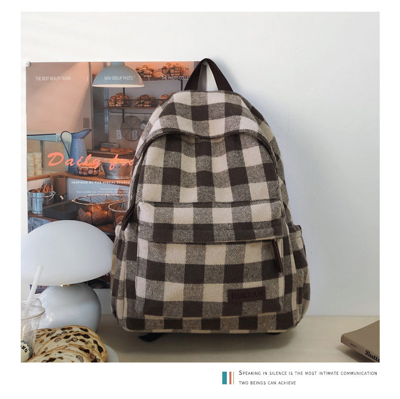 Plaid Patterned Casual Backpack