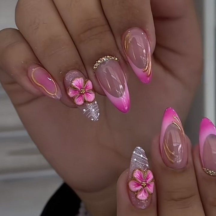 Elegant Artificial Nails with Botanical Designs Bowlift