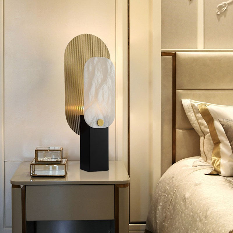 Contemporary Marble and Metal Table Lamp