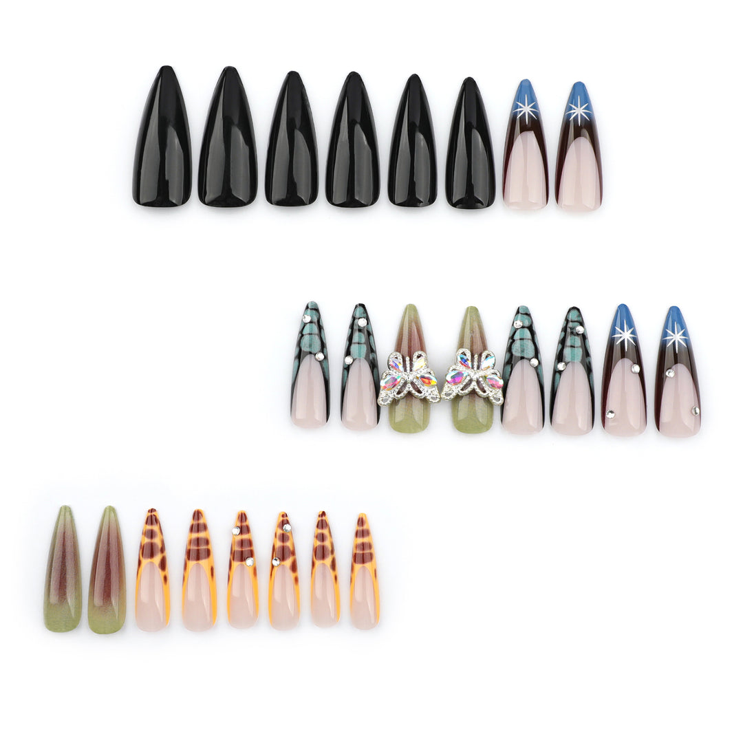 Artful nail extensions with elegant designs and glitter Bowlift