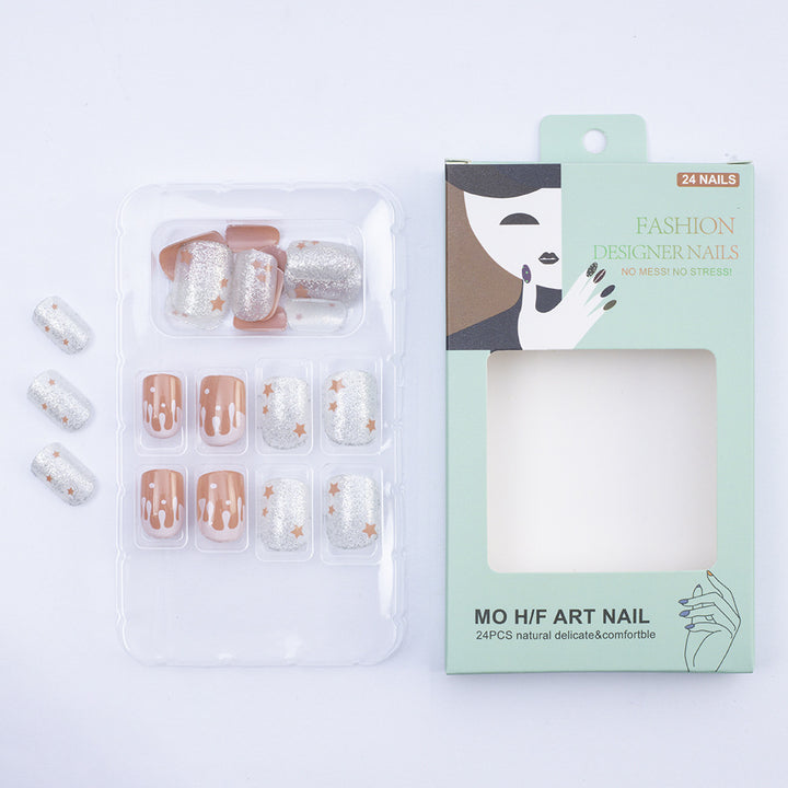 Glittering artificial nails with creative drop design Bowlift