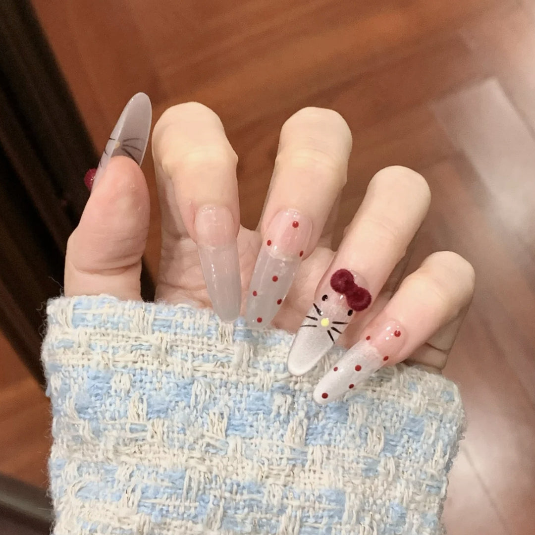Decorative Press-On Nail Art Set with Character Design Bowlift