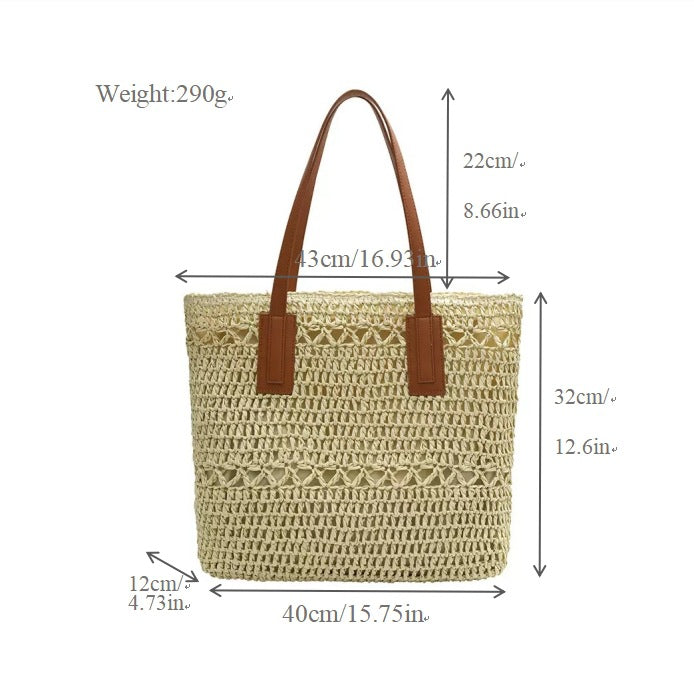 Natural beach bag with sturdy leather handles Bowlift