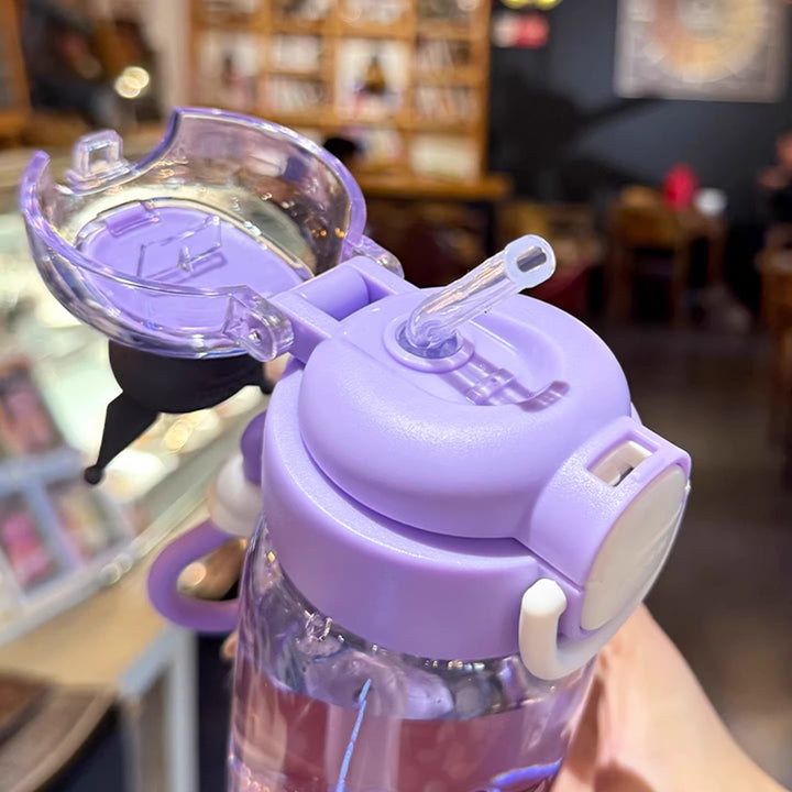 Women's water bottle with interactive lid and cute character design Bowlift