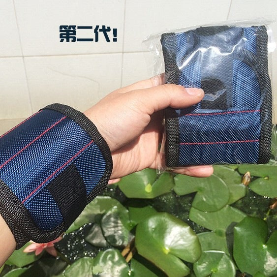 Heavy duty magnetic wrist tool organizer strap with reinforced nylon and secure Velcro Bowlift