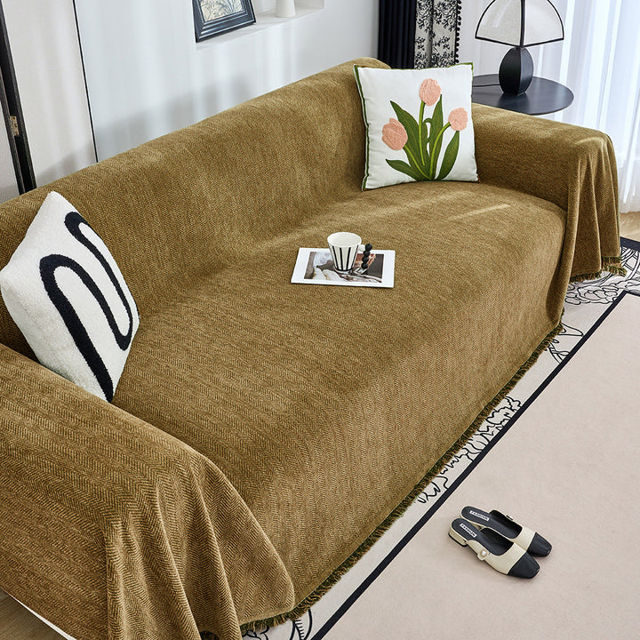 Textured Herringbone Pattern Sofa Throw Blanket