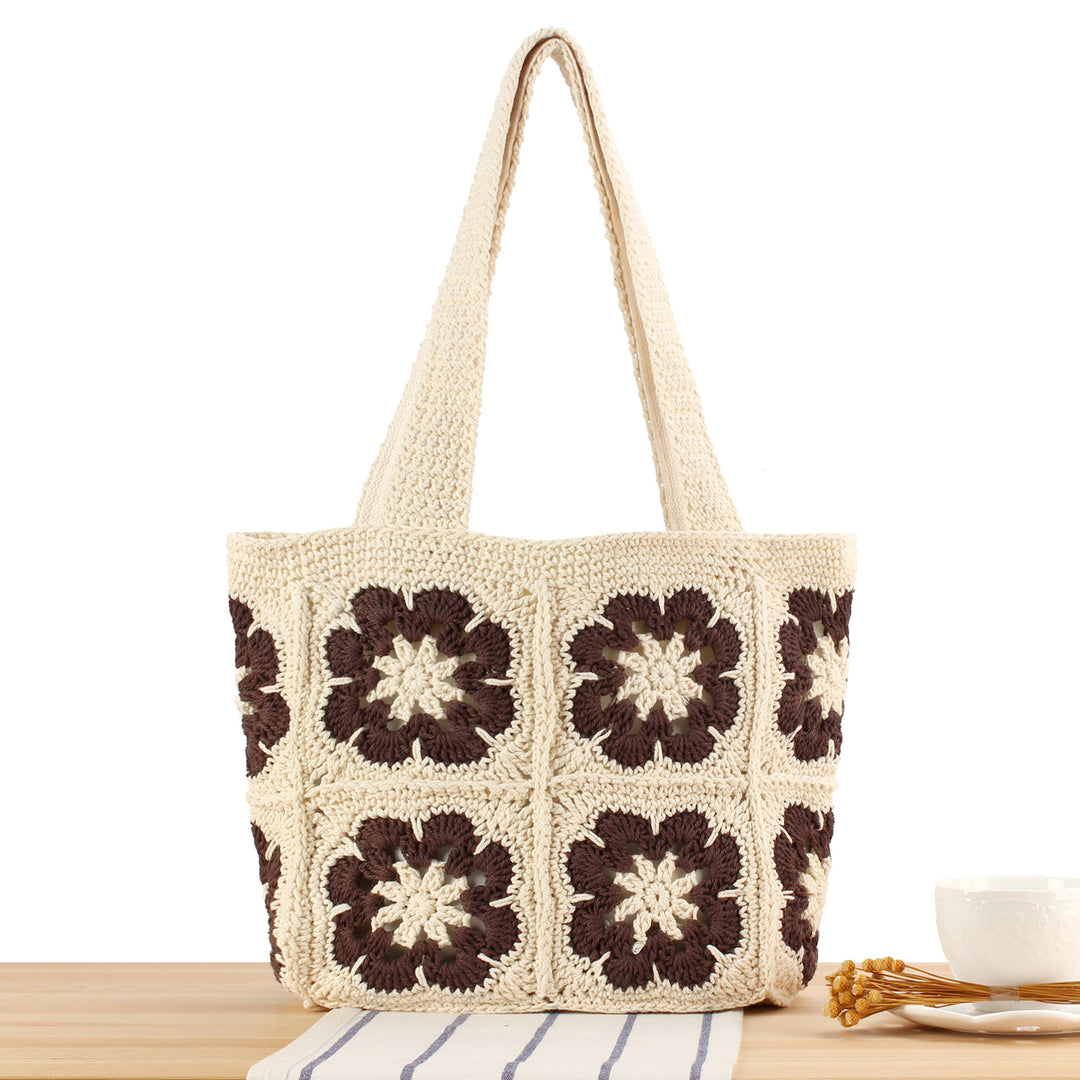 Hand-knotted shopping bag with floral design Bowlift