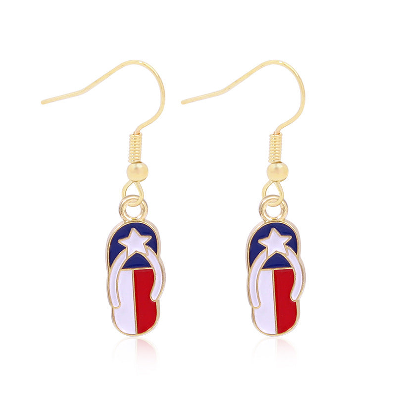 Women's lightweight star earrings with enamel flag design and fishhook Bowlift
