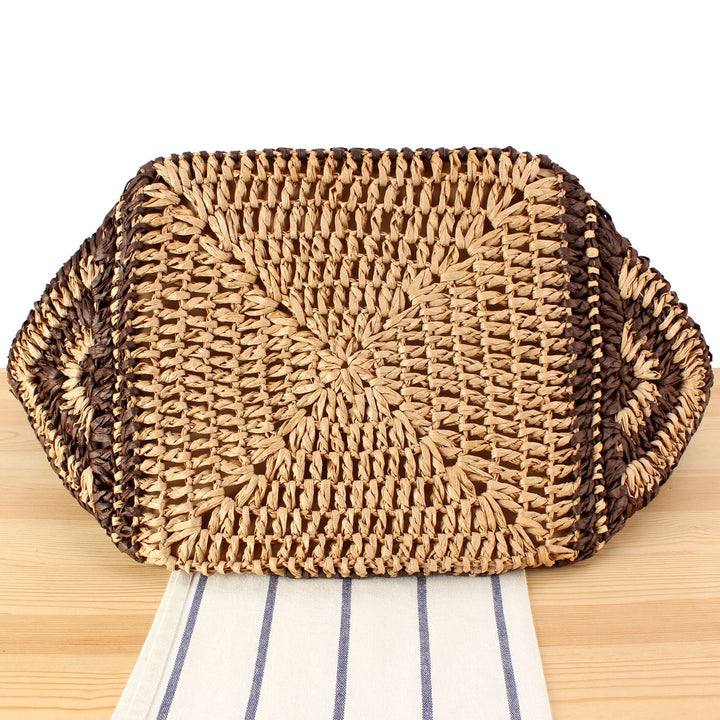 Designer basket bag with elegant leather handles Bowlift