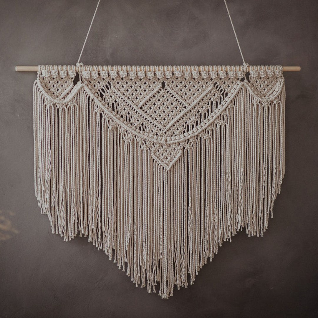 Macrame Wall Tapestry with Artistic Fringes Bowlift