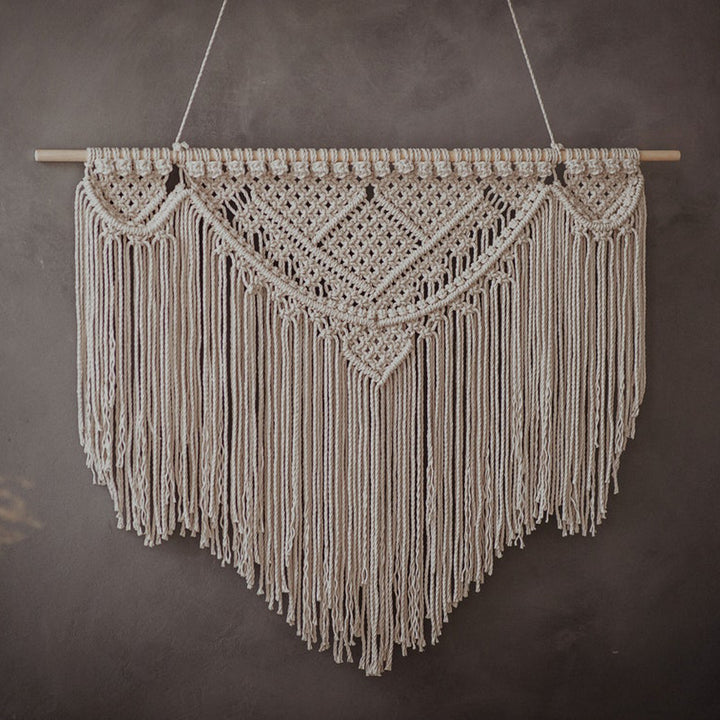 Macrame Wall Tapestry with Artistic Fringes Bowlift